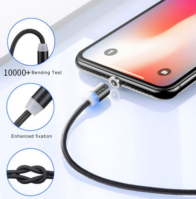 Tipo USB Micro-USB 360 grados 3 en 1 Led USB cable de adaptador magnético para carga rápida