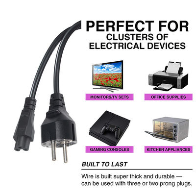 1.8M VDE CEE 77 UE a C5 Cable de alimentación de hojas de trébol para PC Cordón de alimentación para computadoras portátiles