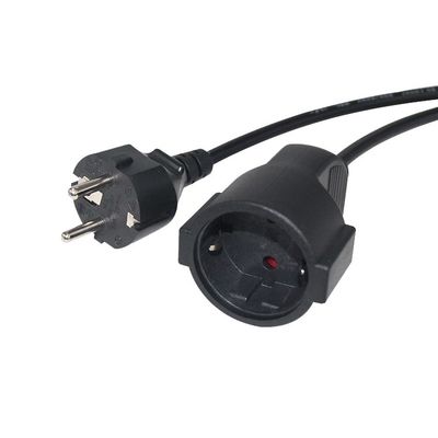 6ft negro cee/7 EU AC Cordón de alimentación 3Pin Splitter Cable 1 a doble femenino Y tipo de plomo dividido