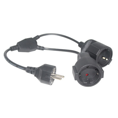 6ft negro cee/7 EU AC Cordón de alimentación 3Pin Splitter Cable 1 a doble femenino Y tipo de plomo dividido