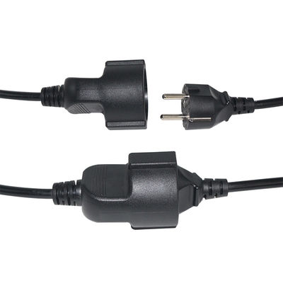 6ft negro cee/7 EU AC Cordón de alimentación 3Pin Splitter Cable 1 a doble femenino Y tipo de plomo dividido