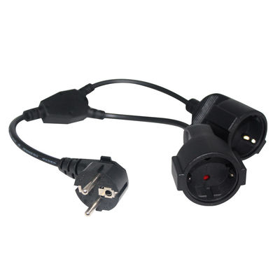 6ft negro cee/7 EU AC Cordón de alimentación 3Pin Splitter Cable 1 a doble femenino Y tipo de plomo dividido