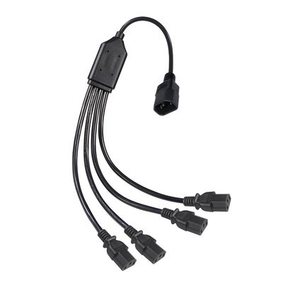 Conector de ángulo de carrete negro H05vv F enchufe Iec C13 Iecc14 macho a hembra Y cable de separación de cable de extensión de energía