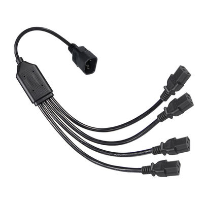 Conector de ángulo de carrete negro H05vv F enchufe Iec C13 Iecc14 macho a hembra Y cable de separación de cable de extensión de energía