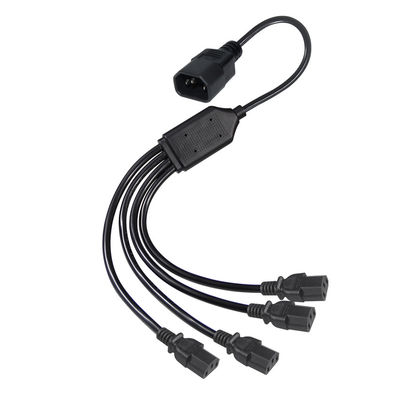 Conector de ángulo de carrete negro H05vv F enchufe Iec C13 Iecc14 macho a hembra Y cable de separación de cable de extensión de energía