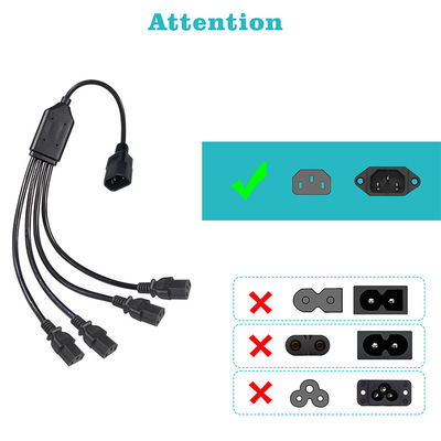 Conector de ángulo de carrete negro H05vv F enchufe Iec C13 Iecc14 macho a hembra Y cable de separación de cable de extensión de energía