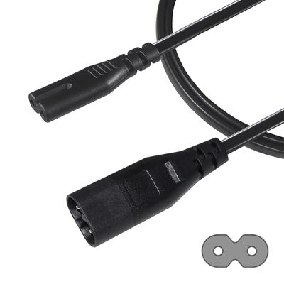 0.5M VDE 250V 2.5A H03VVH2-F 0.75MM2 2 núcleos del cable de extensión de energía IEC C7 a IEC C8