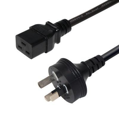 6 pies chaqueta de PVC Australia 3 pines enchufe a la IEC 60320 C19 cable de alimentación para servidores PDU