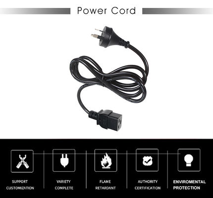 6 pies chaqueta de PVC Australia 3 pines enchufe a la IEC 60320 C19 cable de alimentación para servidores PDU