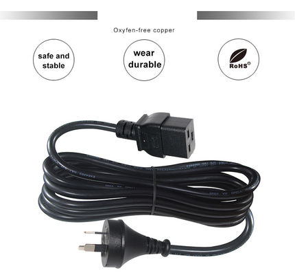 6 pies chaqueta de PVC Australia 3 pines enchufe a la IEC 60320 C19 cable de alimentación para servidores PDU