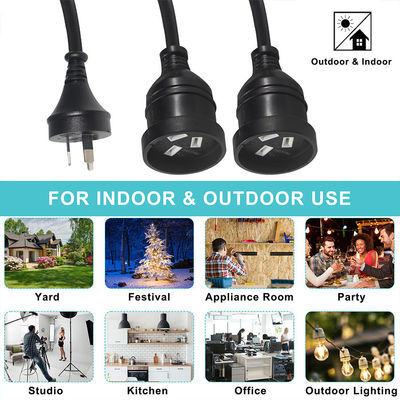 Australia Enchufe H05vv-f 3g 3 * 0.5mm2/0.75mm2 Conector IEC Cordón de alimentación con doble mujer