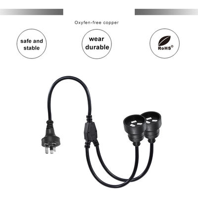 Australia Enchufe H05vv-f 3g 3 * 0.5mm2/0.75mm2 Conector IEC Cordón de alimentación con doble mujer