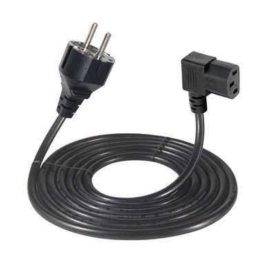VDE Europa Schuko Cee 77 7/7 250V H05vv-F 3G2.5 90 grados C13 Cordón de alimentación en ángulo recto