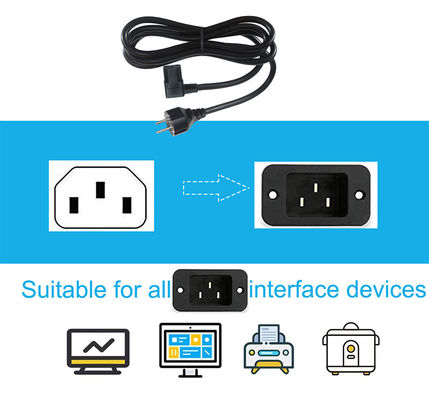 CEE7-7 a ángulo derecho C13 Cordón de alimentación 1.8m PVC HO5VV-F3G