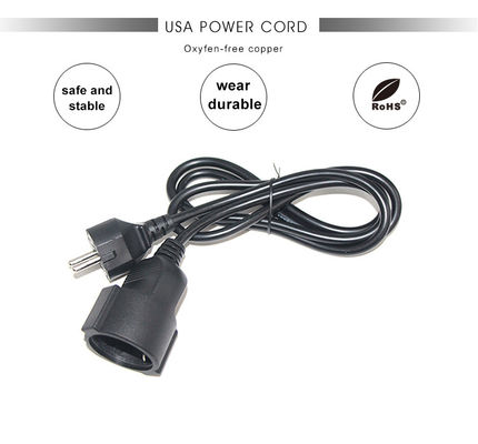 Cee 7/7 Cord 16A Plug Power Mujer a hombre Schuko Extensión de cable europeo 2 metros