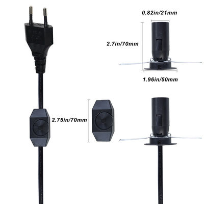 Cable de alimentación para lámpara de sal de 3 a 6 pies con porta lámpara E12 E14 E26 E27 y interruptor de encendido/apagado