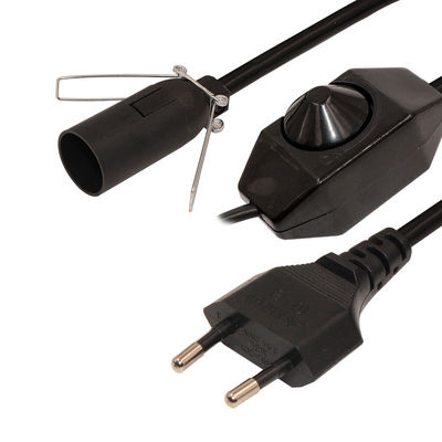 6 pies de largo de Europa con 2 puntas de cable de extensión de corriente alterna E12 con clip de alambre y toma de la lámpara Edison