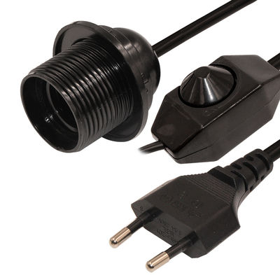 6 pies de largo de Europa con 2 puntas de cable de extensión de corriente alterna E12 con clip de alambre y toma de la lámpara Edison