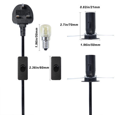 Reino Unido Enchufe E14 Cordón de alimentación de lámpara de sal con 303 Switch 1.2M