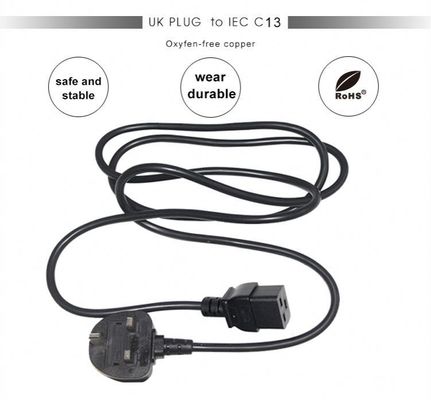 Cable de alimentación de 16A BS1363 a C19 de 1,8 m para ordenadores y SAI