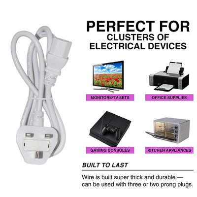 Reino Unido BS1363 a la CEI C13 Cordón de alimentación 3G 0,75 mm2 Cable de extensión de cobre