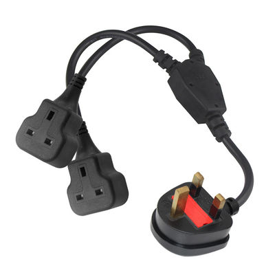 Copper 3 cables AC Cordón de alimentación Reino Unido 3Pin macho a doble conector femenino Y cable de Inglaterra splitter