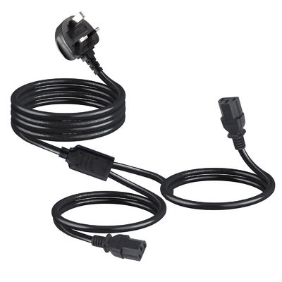 Reino Unido Adaptador C13 Y Splitter Iec Plug Cable End para la extensión exterior Plomo 1 a 2 Corriente de alimentación