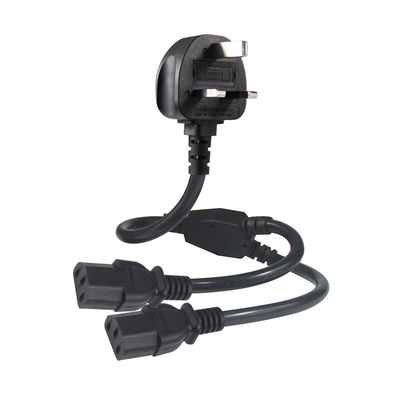 Reino Unido Adaptador C13 Y Splitter Iec Plug Cable End para la extensión exterior Plomo 1 a 2 Corriente de alimentación
