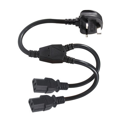 Reino Unido Adaptador C13 Y Splitter Iec Plug Cable End para la extensión exterior Plomo 1 a 2 Corriente de alimentación
