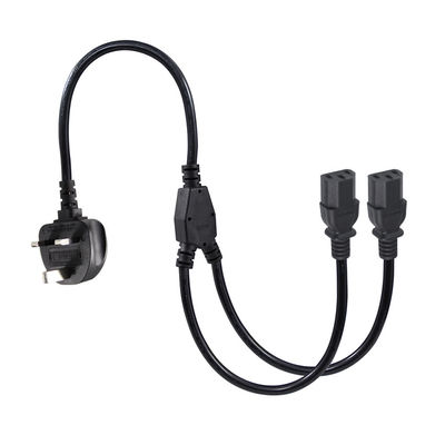 Reino Unido Adaptador C13 Y Splitter Iec Plug Cable End para la extensión exterior Plomo 1 a 2 Corriente de alimentación
