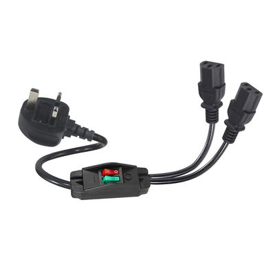 Reino Unido enchufe estándar en forma de Y 2 en 1 AC cable splitter 7A calificación cumple con los requisitos del cliente
