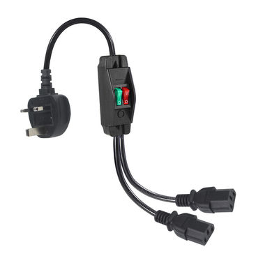Reino Unido enchufe estándar en forma de Y 2 en 1 AC cable splitter 7A calificación cumple con los requisitos del cliente