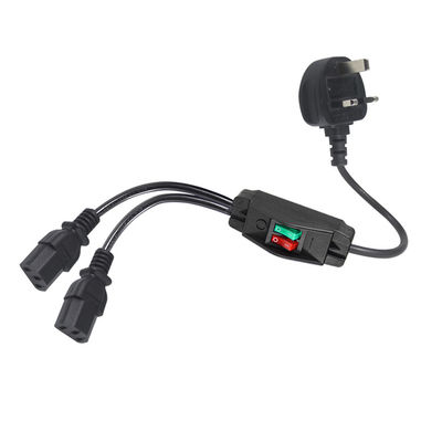Reino Unido enchufe estándar en forma de Y 2 en 1 AC cable splitter 7A calificación cumple con los requisitos del cliente