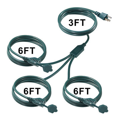 IP11 Color verde Multi Ways Us Cord 515P a 3X Nema 515R Enchufe eléctrica Mains Divididor de cable de alimentación