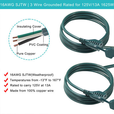 IP11 Color verde Multi Ways Us Cord 515P a 3X Nema 515R Enchufe eléctrica Mains Divididor de cable de alimentación