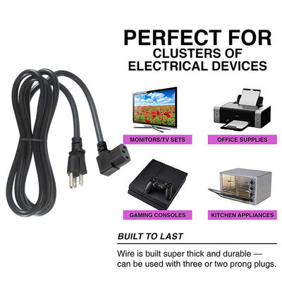 EE.UU. 3 pines enchufe a ángulo derecho IEC C13 cable de cable de alimentación para computadora 90 grados conector C13