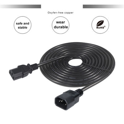 VDE Certificado 3Ft IEC C13 a C14 Cables de extensión de macho a hembra para PC de escritorio UPS