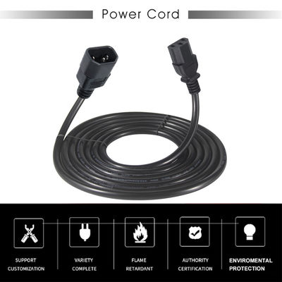 VDE Certificado 3Ft IEC C13 a C14 Cables de extensión de macho a hembra para PC de escritorio UPS
