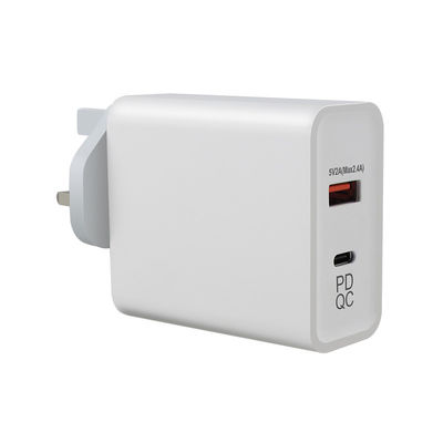 240V 45W QC 3.0 Adaptador de fuente de alimentación de enchufe de pared para cable Euro Usb C 2m