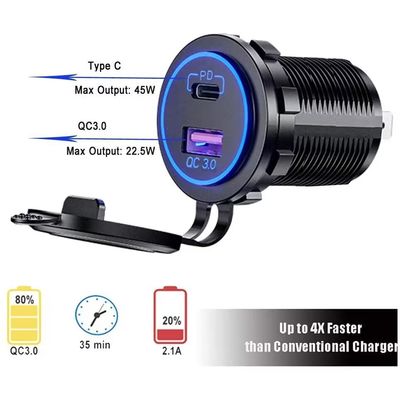 OEM/ODM Bienvenido 5V Pd 45W Qc Y Carga Usb C Adaptador de cargador de coche para encendedor de cigarrillos