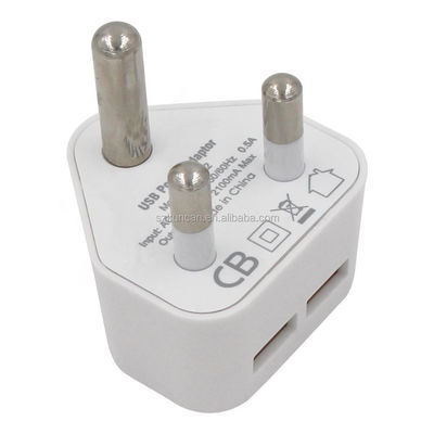 Sudáfrica India Enchufe Adaptador de alimentación de teléfono móvil Adaptador de alimentación 5Volt 3Pin
