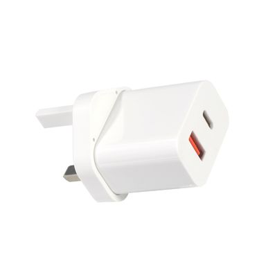 1A+1C Cargador de viajes USB Carga rápida Tipo C Carga rápida de pared de 30 W Reino Unido Qc