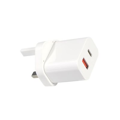 1A+1C Cargador de viajes USB Carga rápida Tipo C Carga rápida de pared de 30 W Reino Unido Qc