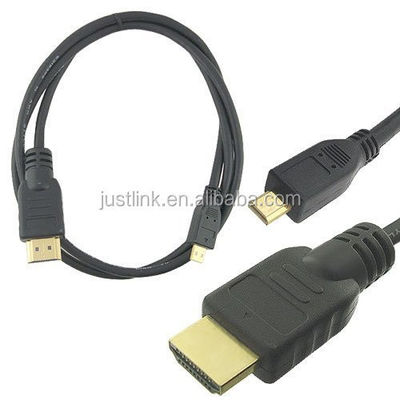 Alta velocidad 5FT 1.5M V1.4 de macho a macho HDMI a micro cable HDMI para HDTV PS3 XBOX 3D LCD