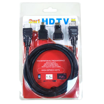 1.5m de macho a macho cable HDMI 3 en 1 para cámara de vídeo y tablet PC a la televisión