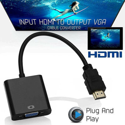 1080P HDMI a VGA Convertidor Adaptador de cable para ordenador Video de audio de hombre a mujer