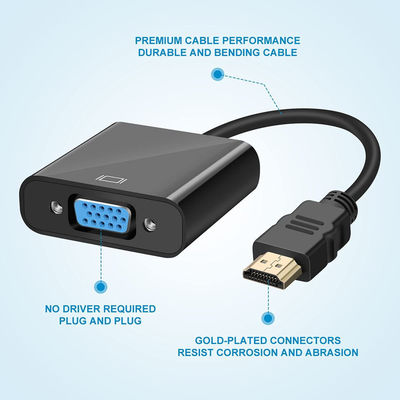 1080P HDMI a VGA Convertidor Adaptador de cable para ordenador Video de audio de hombre a mujer