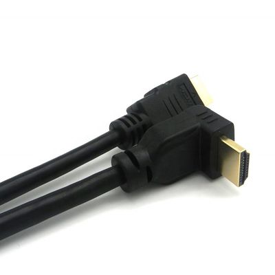 Conector de oro con ángulo de 90 grados 2.0V 4K 60Hz Cable HDMI 1.5m para multimedia