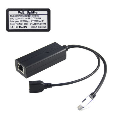 48V a 5V 2.4A PoE Splitter USB Tipo A Femenino 802.3af Potencia sobre Ethernet Splitter