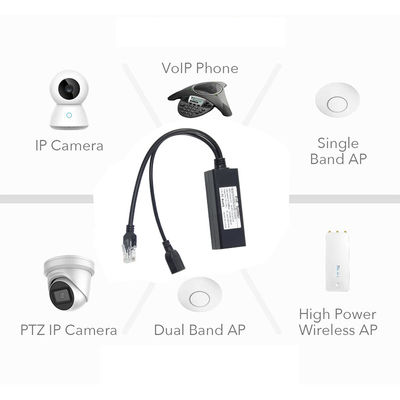 48V a 5V 2.4A PoE Splitter USB Tipo A Femenino 802.3af Potencia sobre Ethernet Splitter